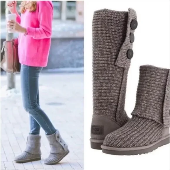 UGG Classic Cardy Knit Boot Grey Convertible Boot Women's Size 7