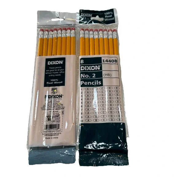 NEW! 2 PACK Dixon No. 2 (HB) Yellow Pencils‎ 100 Real Wood 8Count Each (14408)