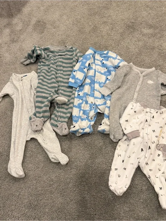 Carter's Mixed Baby Footie Pajama Set - Gray, Green, Blue, White
