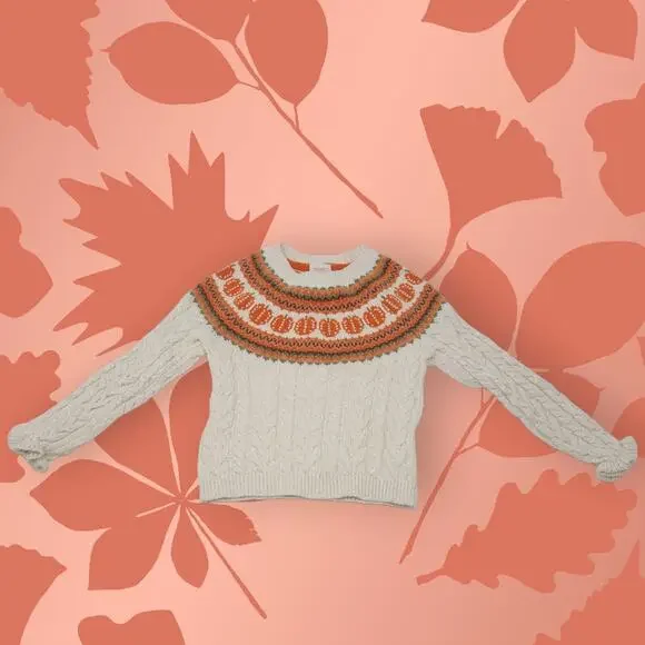 Cynthia Rowley Girls Pumpkin Fall Autumn Thanksgiving Sweater XS 4