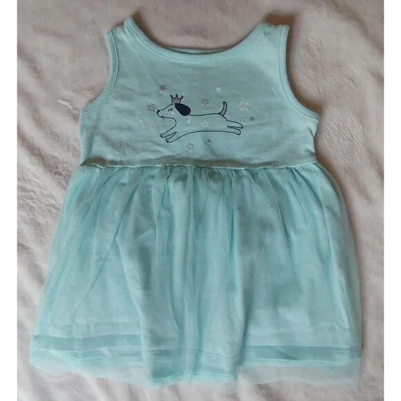 Dress New 6 Month Girls Carters Baby aqua sleeveless Puppy infant wear clothing