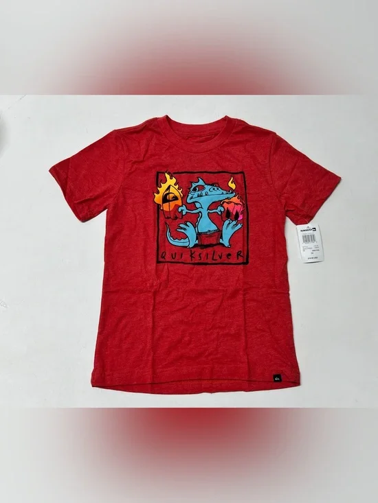 Quiksilver Red Short Sleeve Tee Dragon Graphic Little Boy Size 7X
