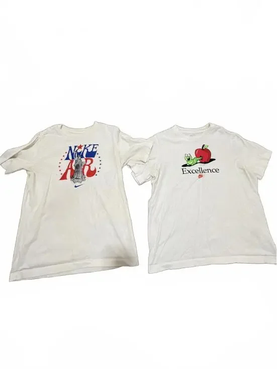 Nike Kids Boys White Graphic T-Shirts Lot of 2 XL