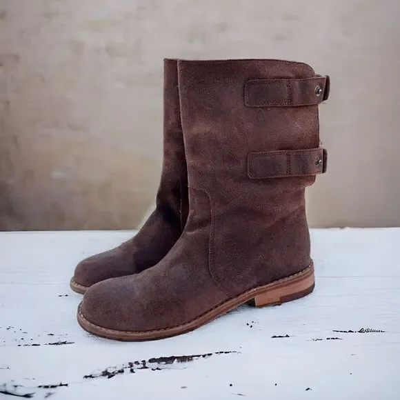 Eileen fisher all leather snap back convertible boots women’s size 5 brown