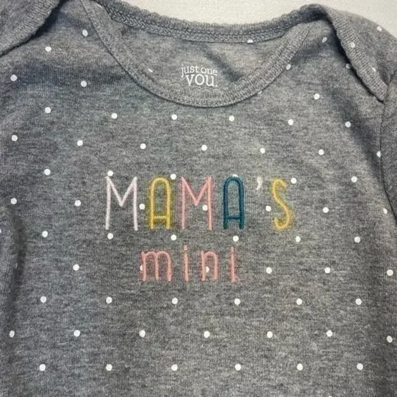 Carter’s Bodysuit Size 24 Months gray long sleeve Mamma’s  Mini polka dots