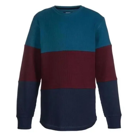 Univibe Big Boys Carrey Color Blocked Thermal T-shirt,Blue,XL