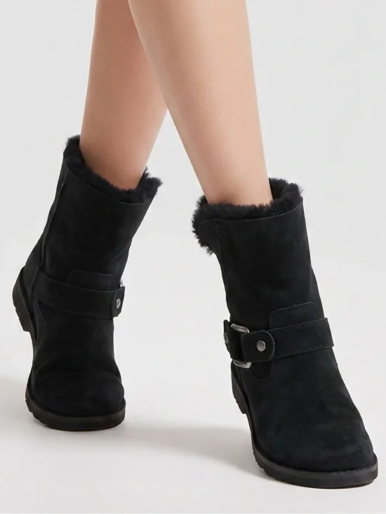 UGG Cedric Women's‎ Black Suede Ankle Biker Boots Size 6.5 Moto Style