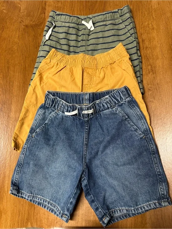 Carter's Three-Pack Kids Shorts - Blue Denim, Mustard, Olive Stripe