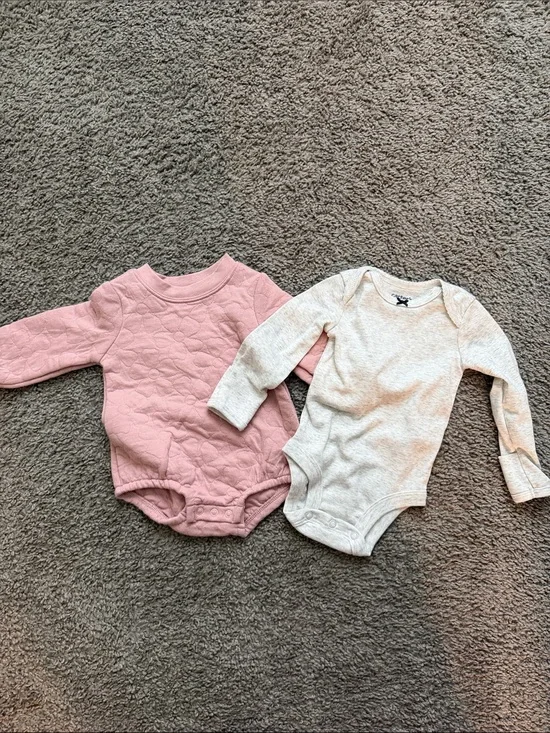 Carter's Pink Quilted and Cream Long-Sleeve Baby One-Pieces