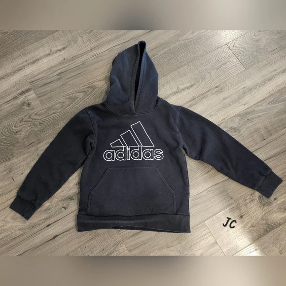 Kids szS 8 Adidas Black Sweatshirt‎ Hoodie Pullover Sporty Fall Winter Spring