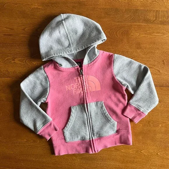 The North Face pink and gray hoodie 3T