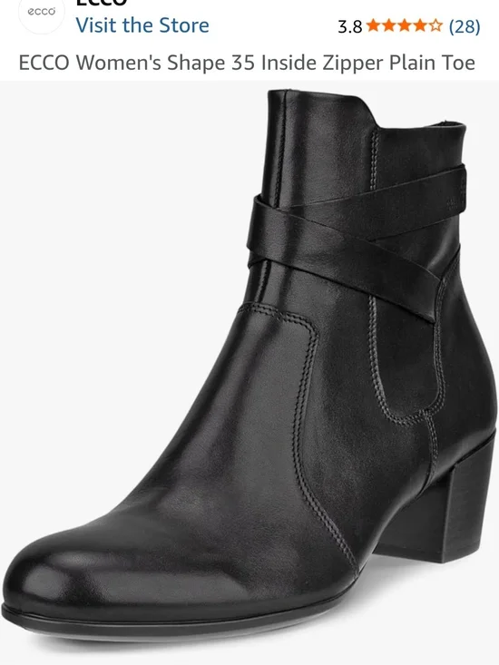 ECCO Women's Black Leather Ankle Boot - Shape 35