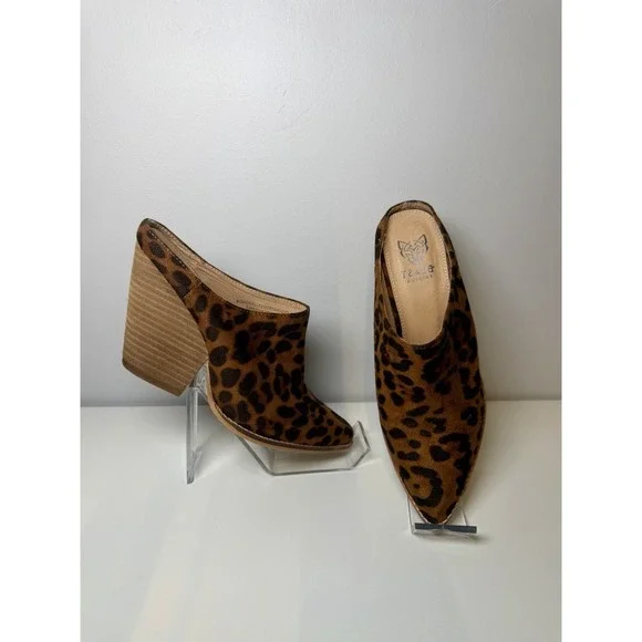 Beast Fashion Leopard Print Mule Booties Block Heel Women's Size 8