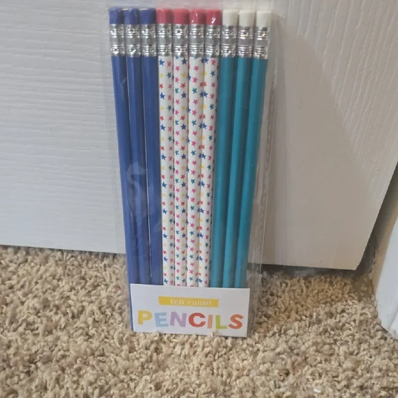 Colorful Star Patterned Pencils - Pack of 10