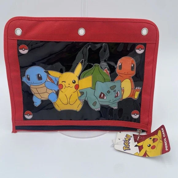 Pokémon Pikachu Pencil Pouch 3 Rings for Binder Zippered New with Tags