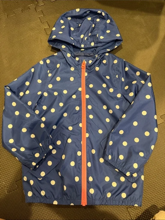 LIKE NEW Carter’s Blue White Polka Dot Rain Jacket / Coat Size 6 Girls