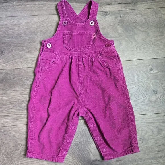 Vintage Carter's 9-12M Muted Magenta Corduroy Overalls Daisy Flower Embossed Y2K