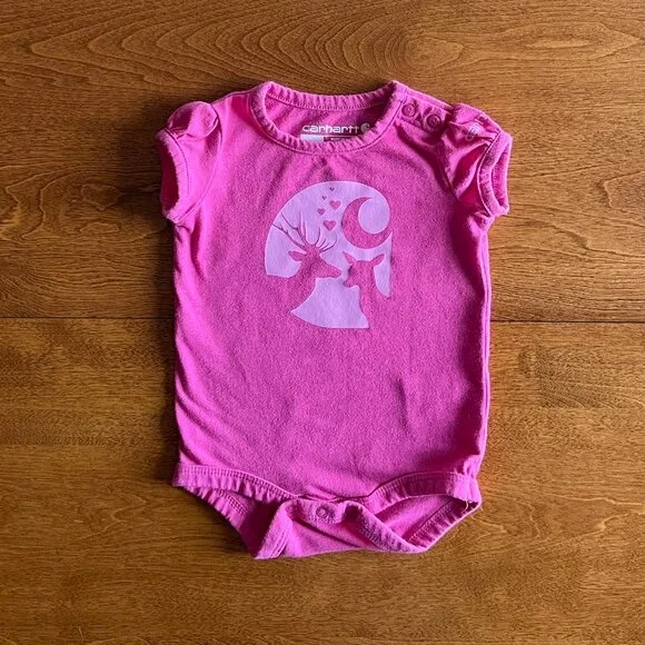 Carhartt magenta pink love onesie 3m