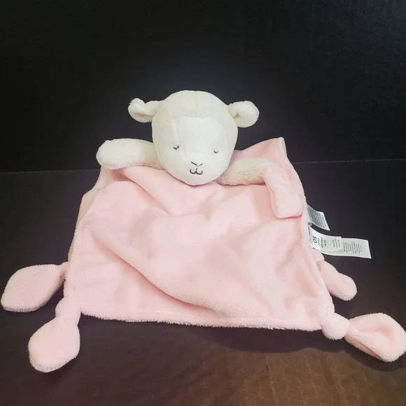 Carter's Lamb Sheep Baby Girls Pink Lovey Rattle Pacifier Clip Security Blanket‎