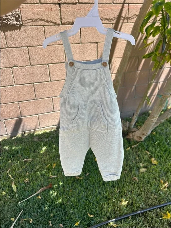 Carter's organic cotton grey Knit Overalls with Front Pocket