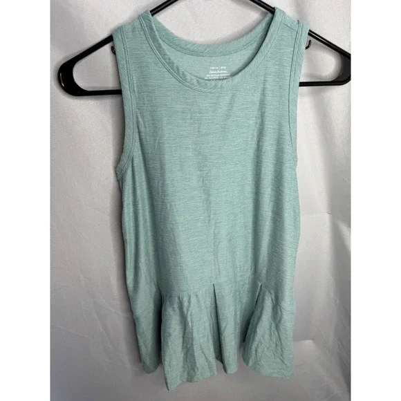 Hanna Andersson Girls Size 8 Green Space Dye Peplum Racerback Active Tank Top