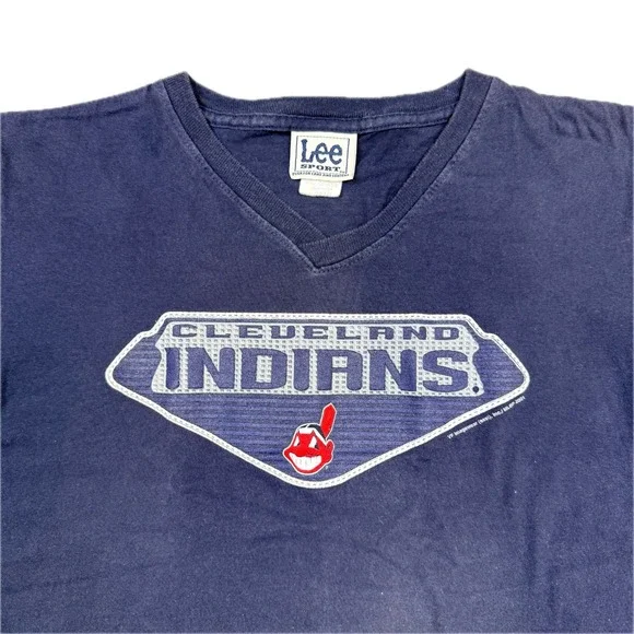 Vintage 2001 Lee Sport Blue Cleveland Indians‎ MLB Graphic T-Shirt Youth Large