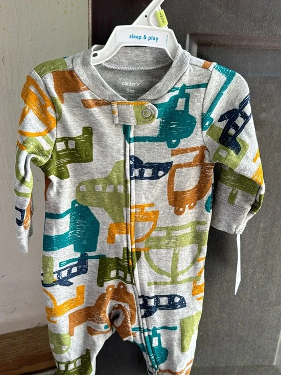 Carter's Gray Multi Vehicle Print One-Piece outfit