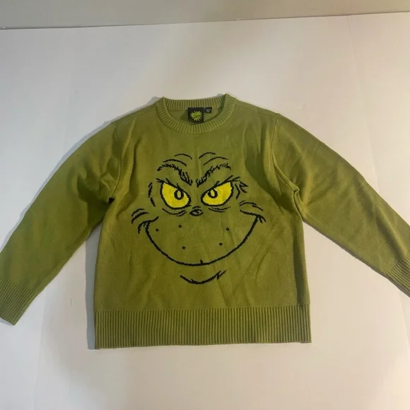 Dr Seuss Grinch Sweater Kids Holiday‎ Green Sweater Size X Small XS 4 5