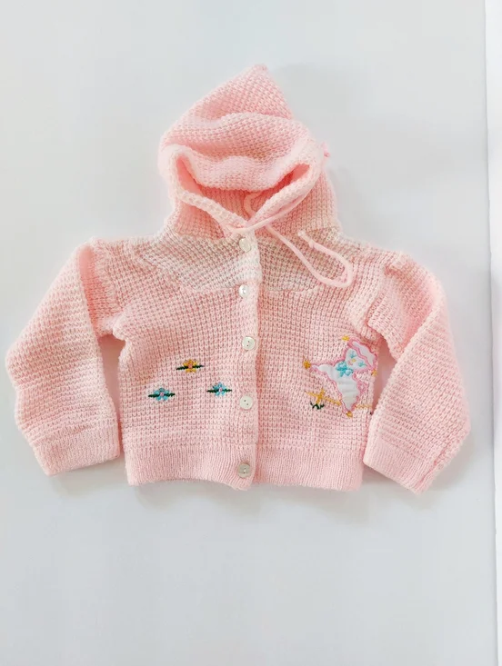Cardigan Sweater Lamb & Flowers Vintage 80s 18m Lerner‎ Shops Easter Fairycore