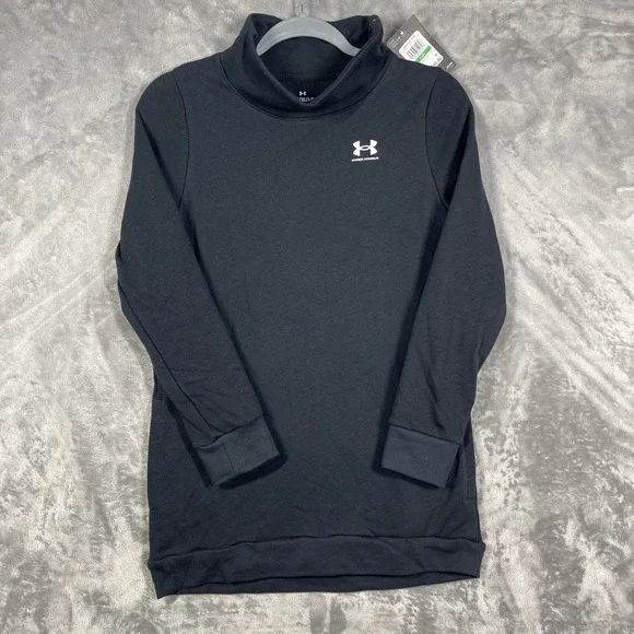 Under Armour Girls Rival Fleece Funnel Neck Tunic‎ Top Black YLG J-G NEW
