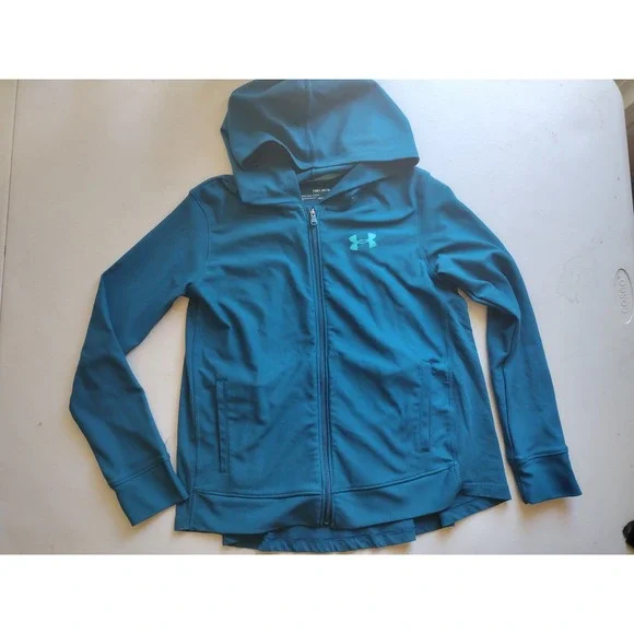 Under Armour Kids Teal‎ HeatGear Full Zip Hoodie Jacket YMD Medium