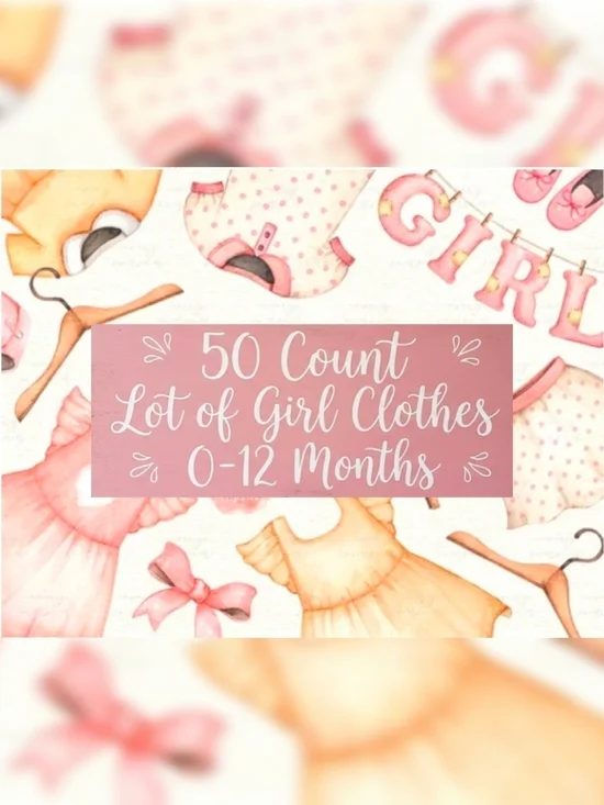 50 Count Baby Girl Clothes 0-12 Months