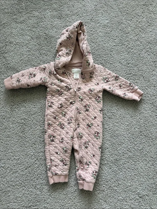 Carter's Light Pink Quilted Floral Hooded One-Piece