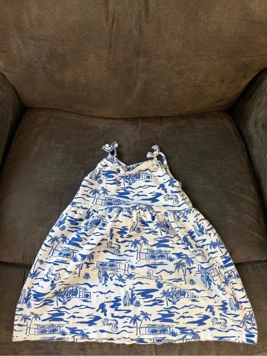 Carter's White and Blue Tropical Print Sundress