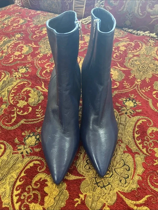AGL - Never Worn  Navy Pointed Toe Ankle Booties with Side Zipper