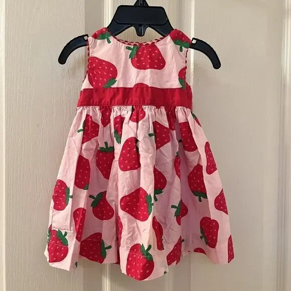 Carter's Pink Strawberry Dress Cotton Girls Size 3 Months