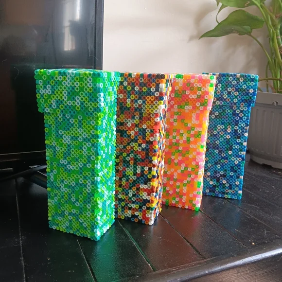 Colorful Pencil Casrs- Perler Pen Holders- Desk Decor