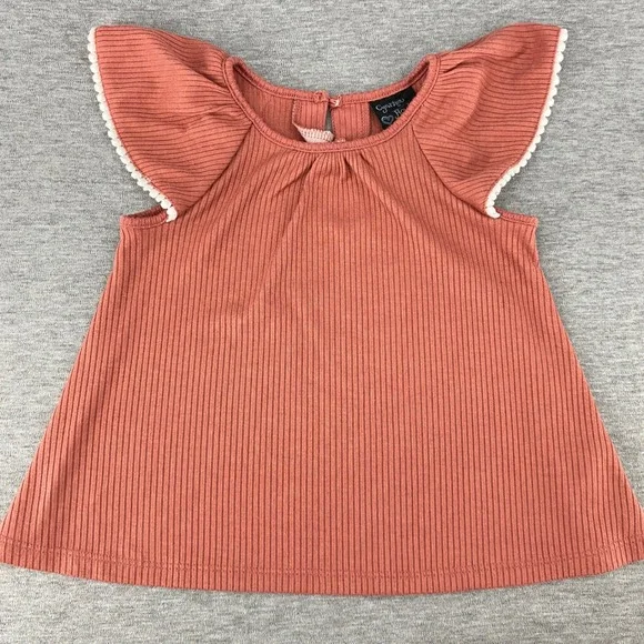 Cynthia Rowley Baby Girl Coral Ribbed‎ Flutter Sleeve Top Size 24M