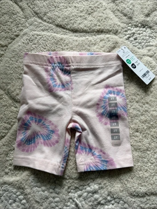 Carters With Tags Pink Tie-Dye Heart Toddler Bike Shorts 2T