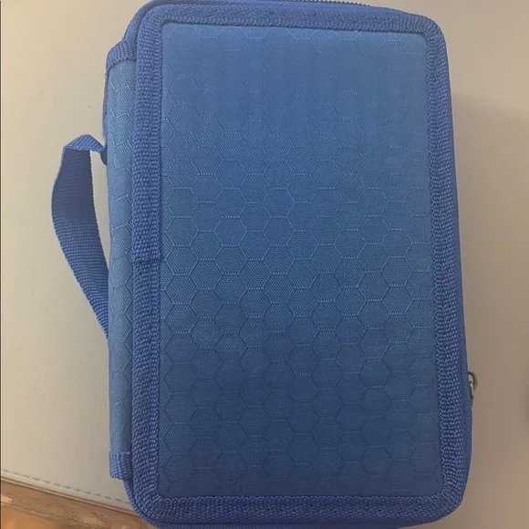 Blue Hexagon Patterned Large Pencil Case