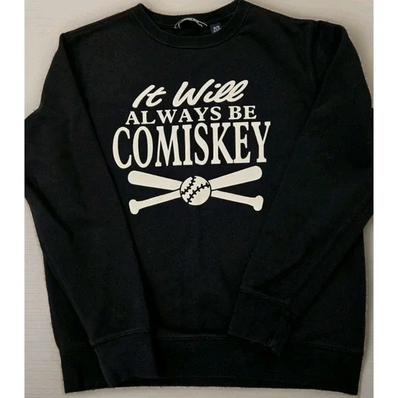 Lands End Comiskey Park Sweater Black Baseball Graphic Youth XL Chicago