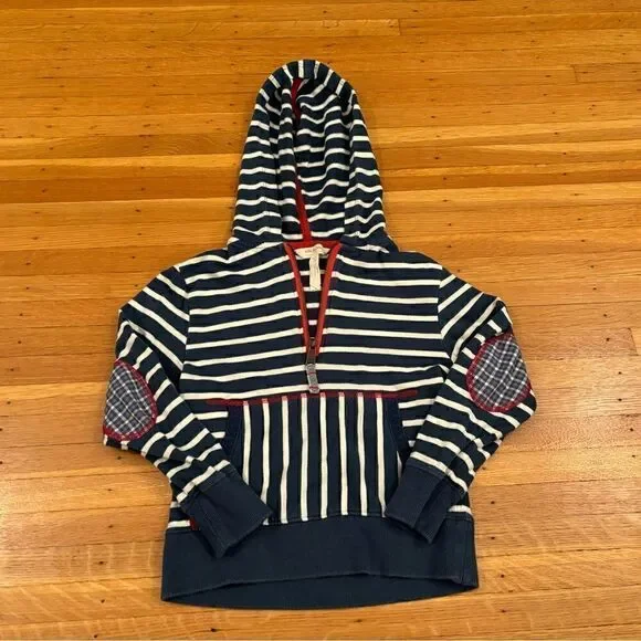 Matilda Jane Joanna Gaines Collab blue/white stripe Quarterzip hoodie