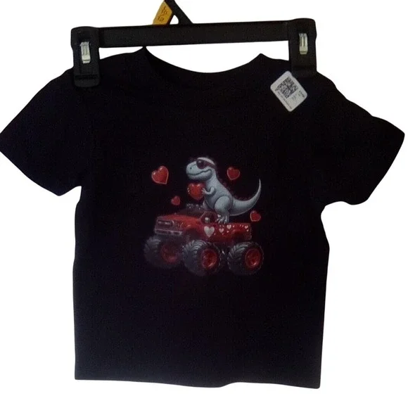 Gildan Valentine's Day T-Shirt Dinosaur‎ Monster Truck Graphic Tee