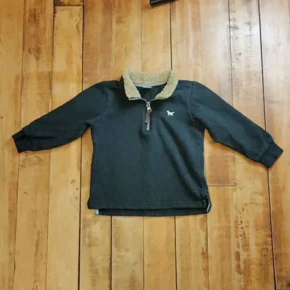 Carters Sweater 3T Black Pullover Sherpa Collar Cotton Spring Neutral