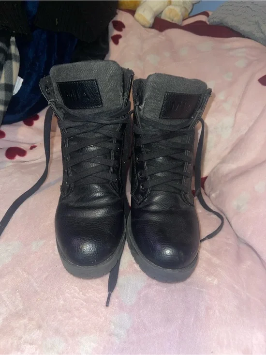 MIA Black Women's Ankle Booties Lace-Up Combat Style