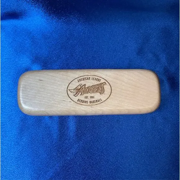 Wooden Pen Holder with MLB Angels Baseball Logo 1998