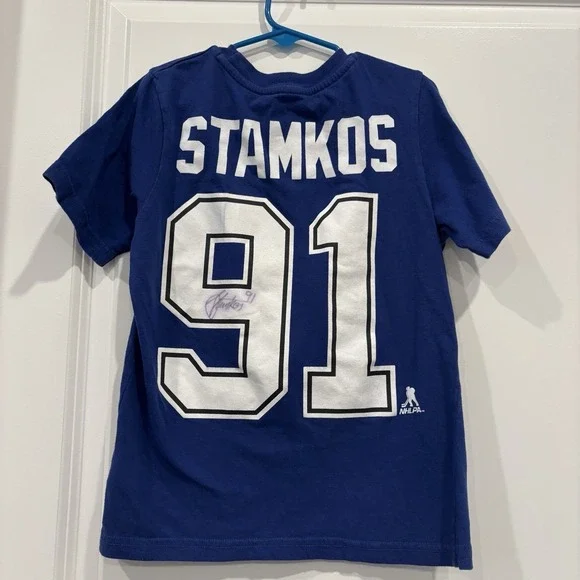 Steven‎ Stamkos Tampa Bay Lightning Autograph Hockey NHL Youth Kids L Shirt 91
