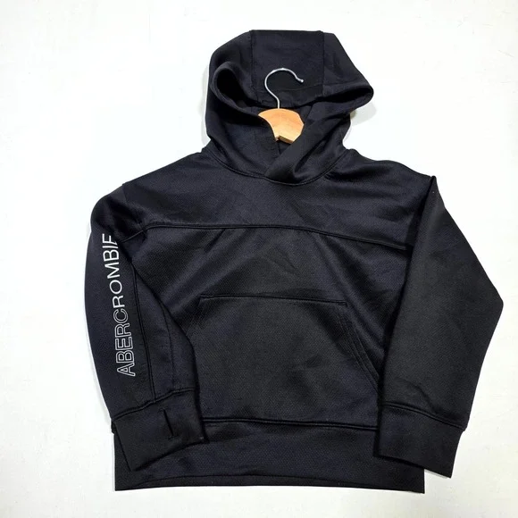 Abercrombie Kids Hoodie Boys 5/6 Black YPB Performance Active Graphic Sweatshirt