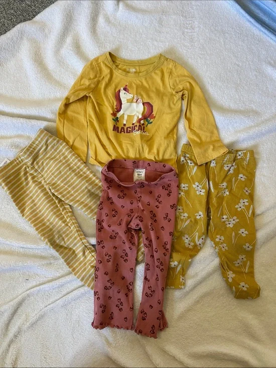 Girls Yellow Mustard & Pink Bottoms Set