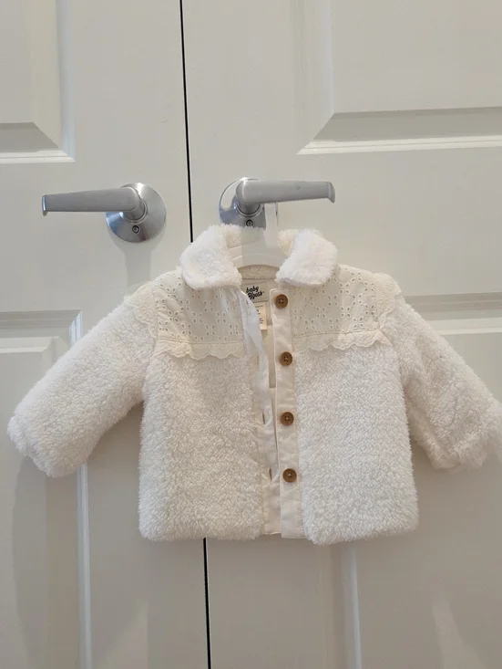 Carter's Cream Sherpa Jacket with Eyelet Yoke